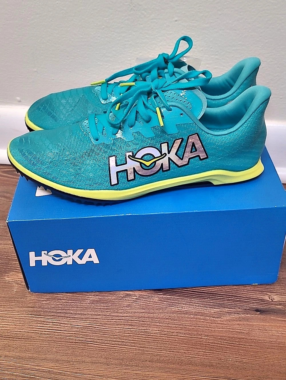 Hoka Cielo X 1 MD Athletic Shoes Blue & Yellow US 9.5 Like New